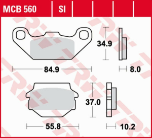 Placute frana spate TRW Sinterizate OFFROAD KAWASAKI KFX 250 '87 -'04/ KEF 300 LAKOTA '95 -'03/SUZUKI LT-R 250 '87 -'90/ LT-R 500 '87 -'95 /YAMAHA TDR 125 '91 -'92