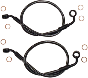 Braided Front Brake Line Black, Black Pearl