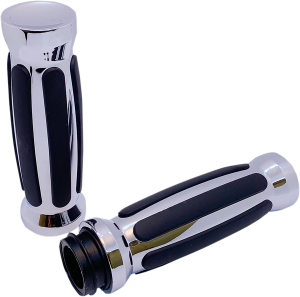 Custom Straight Rubber Grips Black, 1, nordicamoto.ro