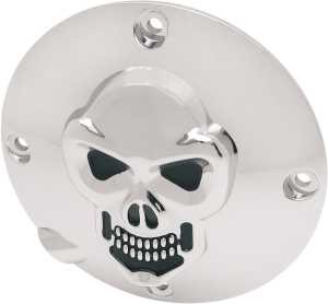 Chrome 3-d Skull Derby Cover Black, Chrome