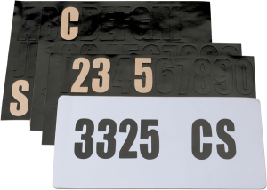License Plate Decal Kit Black, White