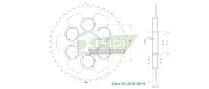 Standard Sprocket Rear 520 Zinc Plated, 2, nordicamoto.ro