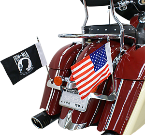 Laydown License Plate And Double Flag Holder Chrome