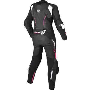 Combinezon de piele dama 1 piesa MACNA BLITZ 38 Negru/Roz/Alb, 3, nordicamoto.ro