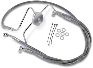 Extended Length Stainless Steel Brake Line Kit Silver, Clear-coated