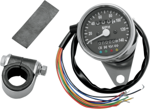 2.4(r) Mini Mechanical Speedometer With Led Indicators Black, 1, nordicamoto.ro