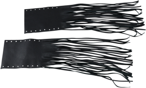 Fringed Leather Grip Covers Black, 1, nordicamoto.ro