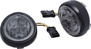 Led Lighted Fang® Front Signal Light Inserts With Bezel Black, 2, nordicamoto.ro