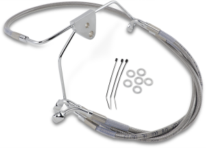 Extended Length Stainless Steel Brake Line Kit Silver, Clear-coated