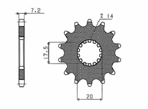 Pinion pentru arbore intermediar Powerdrive, negru, parkerizat, 2, nordicamoto.ro
