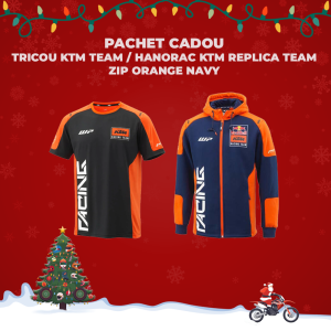 Pachet Cadou Tricou KTM Team / Hanorac KTM Replica Team Zip Orange Navy