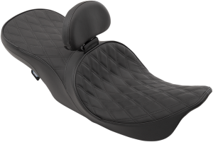 Forward Positioned 2-up Low Profile Touring Leather Seat Black