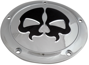 Split Skull Derby Cover Black, Chrome