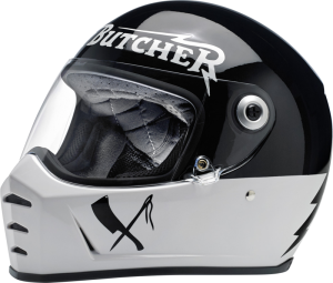 Lane Splitter Rusty Butcher Full Face Helmet Large Black, White