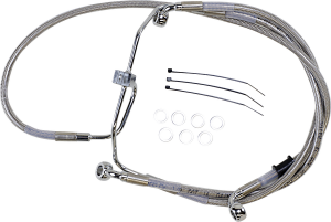 Extended Length Stainless Steel Brake Line Kit Silver, Clear-coated