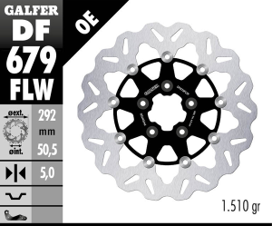Brake Rotor Floating Flame Black, Silver