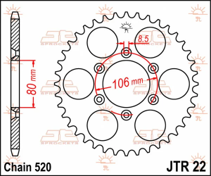 JT SPROCKETS Pinion spate, culoare naturală, 1, nordicamoto.ro