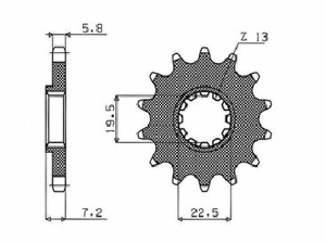 Pinion pentru arbore intermediar Powerdrive, negru, parkerizat, 1, nordicamoto.ro