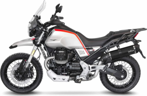 Tobă de eșapament LeoVince LV One Evo Black Edition Slip-On pentru Moto Guzzi V85 TT, 2, nordicamoto.ro