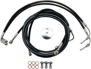 Black Braided Brake Line Kit Black