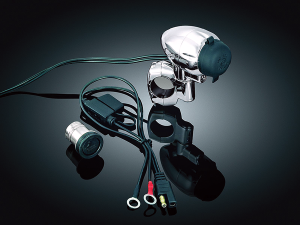 Electrical Power Point With Handlebar Mount Black, Chrome