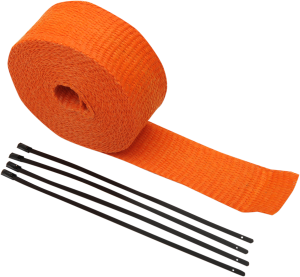 Fiberglass Exhaust Wrap Kit Black, Orange