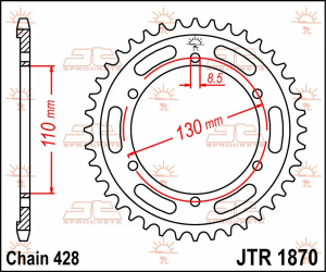 JT SPROCKETS Pinion spate, culoare naturală 