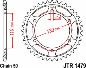 JT SPROCKETS Pinion spate călit prin inducție, finisaj negru zincat, negru, zinc, 1, nordicamoto.ro