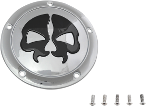 Split Skull Derby Cover Black, Chrome