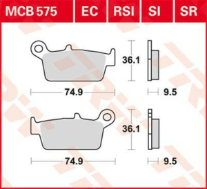 Placute frana spate TRW Sinterizate HONDA CRF 230 '08-'10/XR 250 '88-'97/XR 600 '91-'99/YAMAHA WR 125 '98-'07