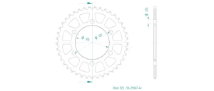 Pinion standard spate 525 negru, 2, nordicamoto.ro