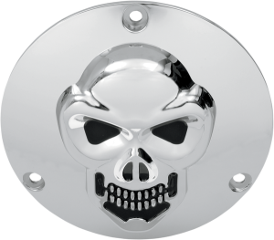 Chrome 3-d Skull Derby Cover Black, Chrome