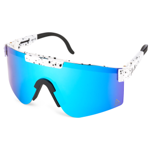 AMOQ Comet Sunglasses White Splash - Blue Mirror