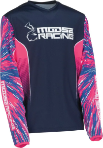 Tricou copii Moose Racing Agroid Pink/Blue