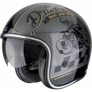 Casca open face SCORPION BELFAST EVO DRIVE FAST L Argintiu/Negru/Auriu, 4, nordicamoto.ro