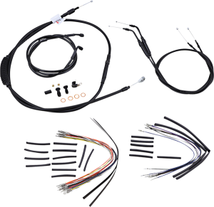 Complete Black Vinyl Handlebar Cable/line Kit For Ape Hanger Handlebars Black
