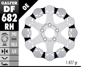 Skull Brake Rotor Black, Silver