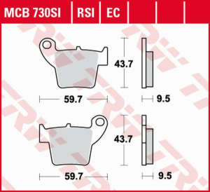 Placute frana spate TRW Organice HONDA CR 125/250 '02-'07/ CRF 450 '02-'17